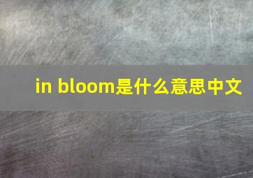 in bloom是什么意思中文